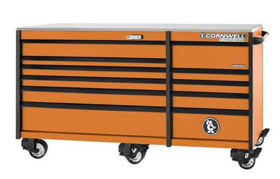 CTSPPR8411KO - (BTO) 84" 11-Drawer Platinum Plus DB Roller Cabinet, Orange/Black Trim