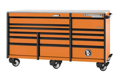 CTSPPR8414KO - (BTO) 84" 14-Drawer Platinum Plus TB Roller Cabinet, Orange/Black Trim