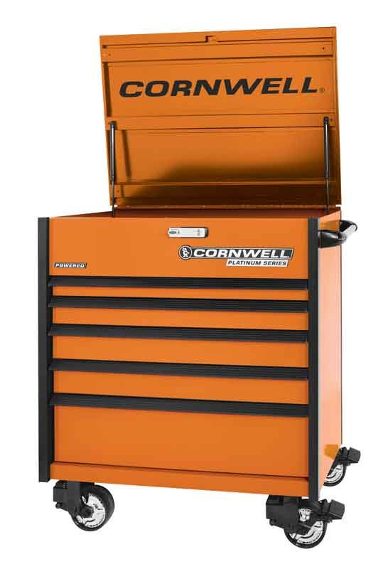 CTSPPF405KO - (BTO) 40" 5-Drawer Platinum Plus Flip Top Cart, Orange/Black Trim