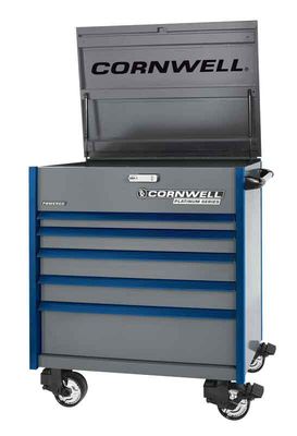CTSPPF405BPL - (BTO) 40" 5-Drawer Platinum Plus Flip Top Cart, Platinum/Blue Trim