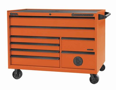 CTSASR578KA - (BTO) 57" 8-Drawer Arca DB Roller Cabinet, Atomic Orange/Black Trim