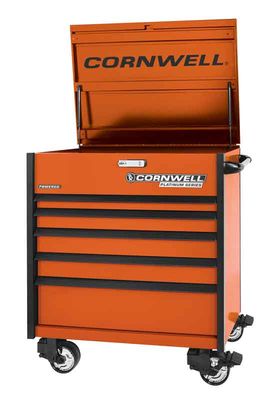 CTSPPF405KA - (BTO) 40" 5-Drawer Platinum Plus Flip Top Cart, Atomic Orange/Black Trim