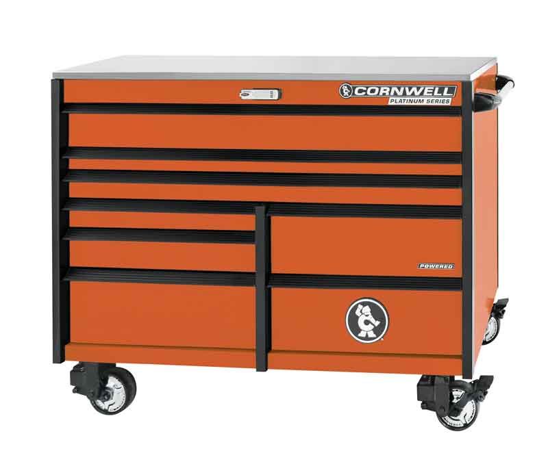 CTSPPR568KA - (BTO) 56" 8-Drawer Platinum Plus DB Roller Cabinet, Atomic Orange/Black Trim