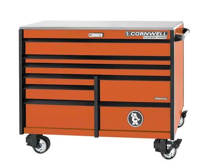 CTSPPR568KA - (BTO) 56" 8-Drawer Platinum Plus DB Roller Cabinet, Atomic Orange/Black Trim