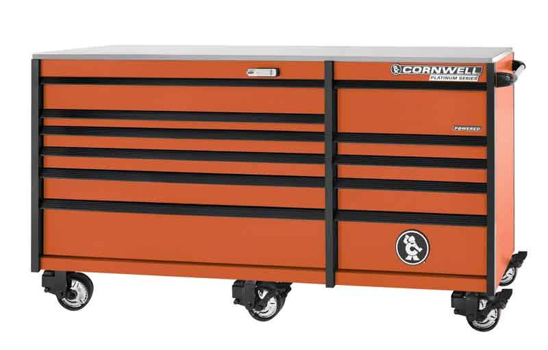 CTSPPR8411KA - (BTO) PLATINUM PLUS™ 84” 11-Drawer Double Bank Cabinet, Atomic Orange/Black Trim