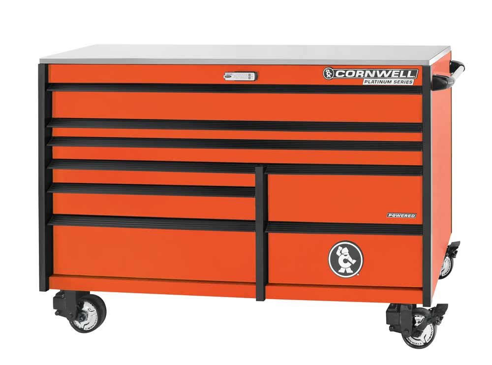 CTSPPR678KA - (BTO) 67" 8-Drawer Platinum Plus DB Roller Cabinet, Atomic Orange/Black Trim