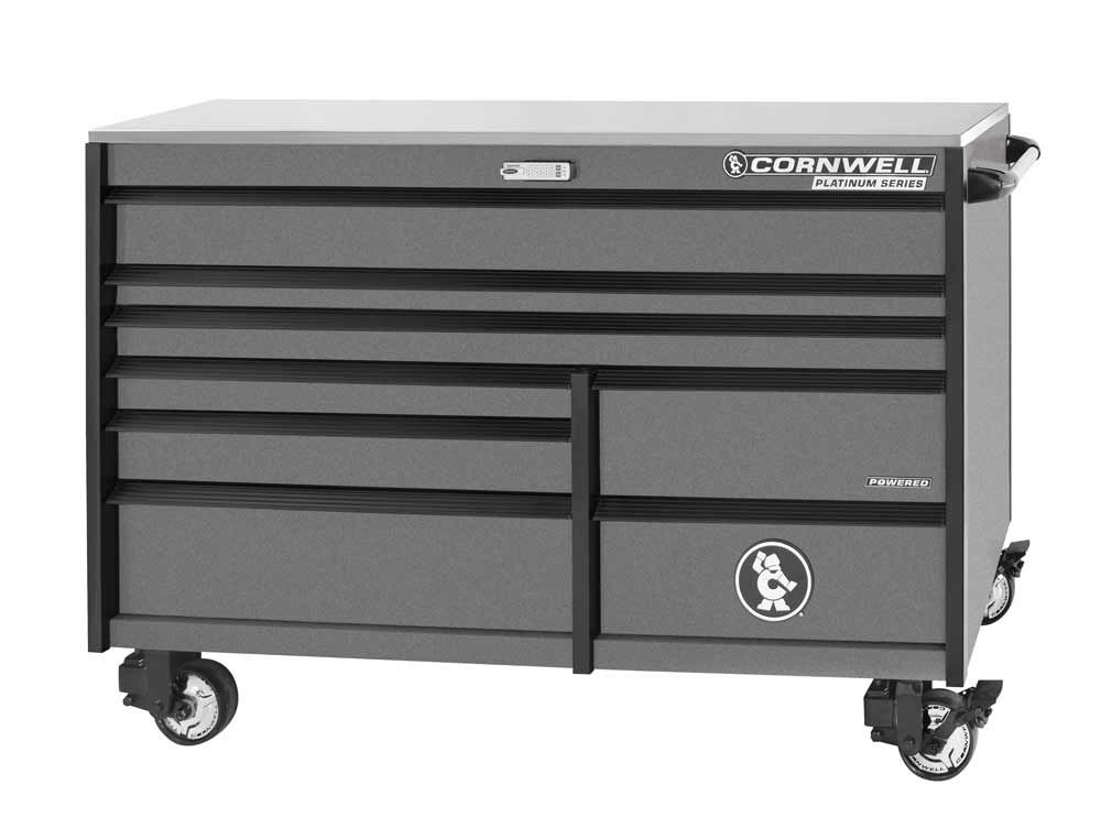 CTSPPR678KCD - (BTO) 67" 8-Drawer Platinum Plus DB Roller Cabinet, Carbide/Black Trim