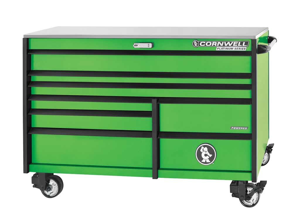 CTSPPR678KG - (BTO) 67" 8-Drawer Platinum Plus DB Roller Cabinet, Neon Green/Black Trim