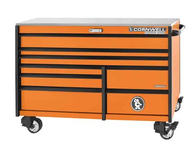 CTSPPR678KO - (BTO) 67" 8-Drawer Platinum Plus DB Roller Cabinet, Orange/Black Trim
