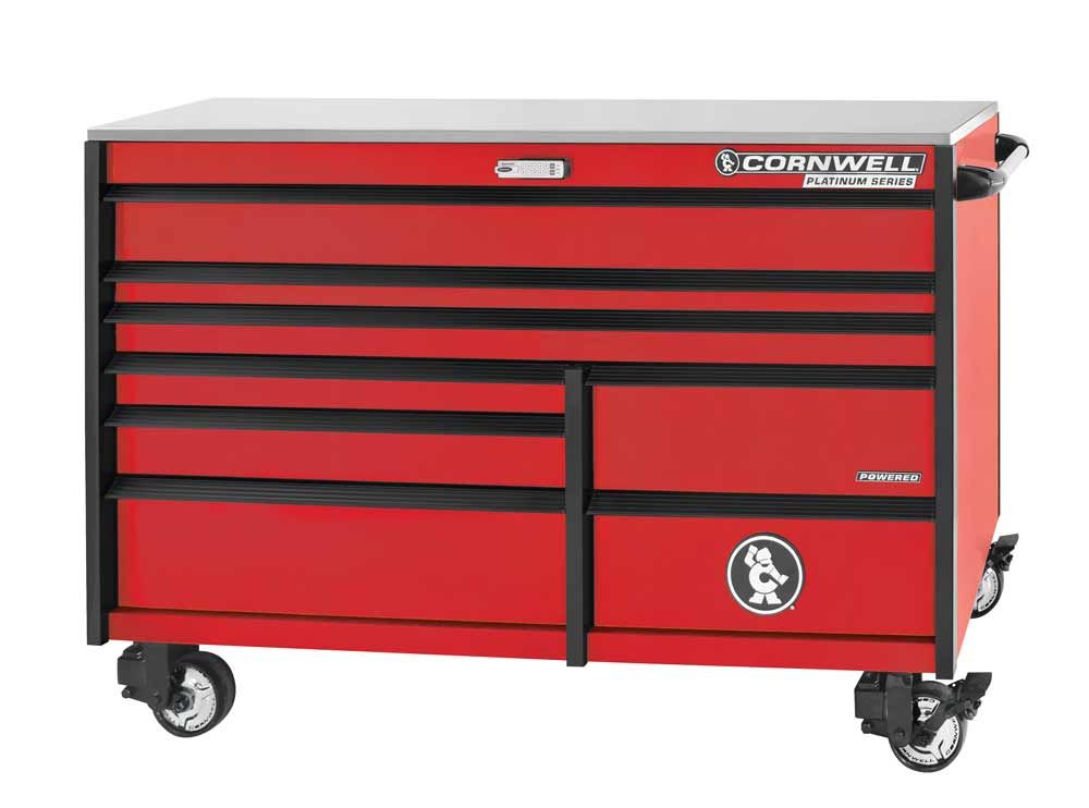 CTSPPR678KRD - (BTO) 67" 8-Drawer Platinum Plus DB Roller Cabinet, Classic Red/Black Trim