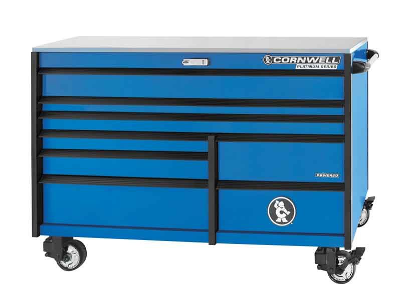 CTSPPR678KTB - (BTO) 67" 8-Drawer Platinum Plus DB Roller Cabinet Torch Blue/Black Trim