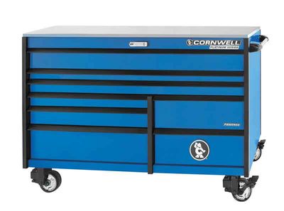 CTSPPR678KTB - (BTO) 67" 8-Drawer Platinum Plus DB Roller Cabinet Torch Blue/Black Trim
