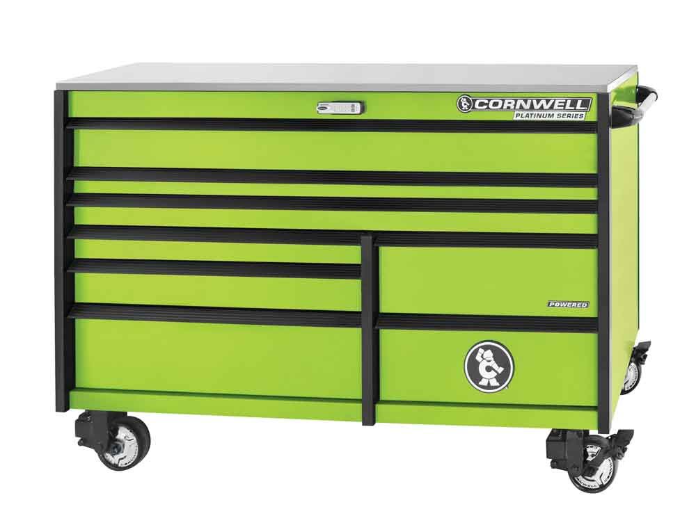 CTSPPR678KTG - (BTO) 67" 8-Drawer Platinum Plus DB Roller Cabinet, Nitro Green/Black Trim