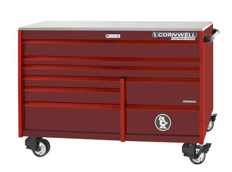 CTSPPR678RRA - (BTO) 67" 8-Drawer Platinum Plus DB Roller Cabinet, Radium/Red Trim