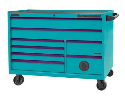 CTSASR578URT - (BTO) 57" 8-Drawer Arca DB Roller Cabinet, Riptide/Purple Trim