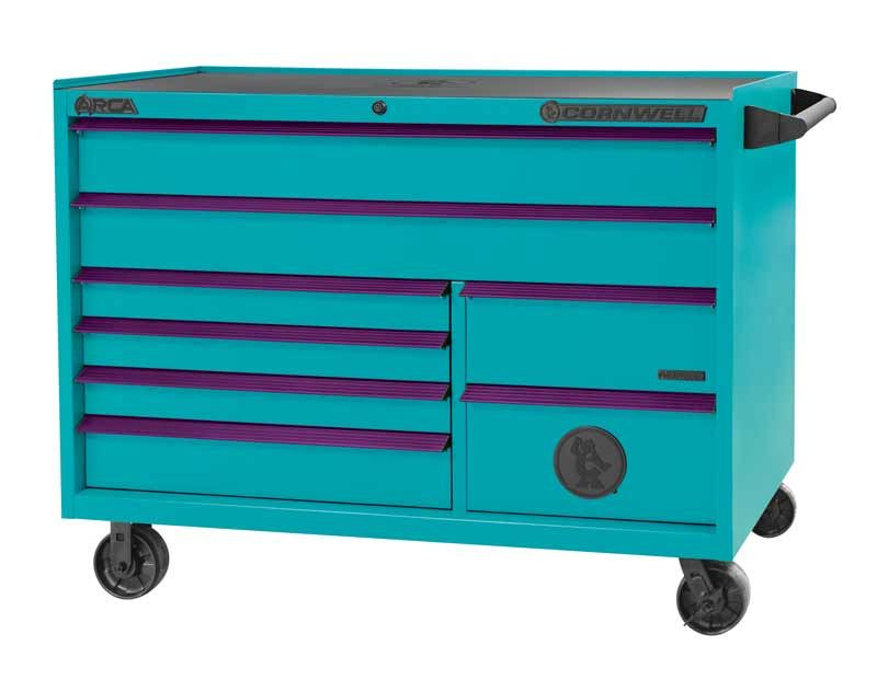 CTSASR578URT - (BTO) 57" 8-Drawer Arca DB Roller Cabinet, Riptide/Purple Trim