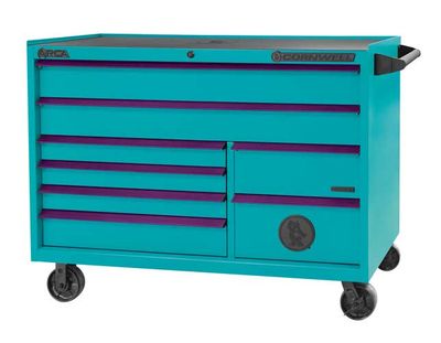 CTSASR578URT - (BTO) 57" 8-Drawer Arca DB Roller Cabinet, Riptide/Purple Trim