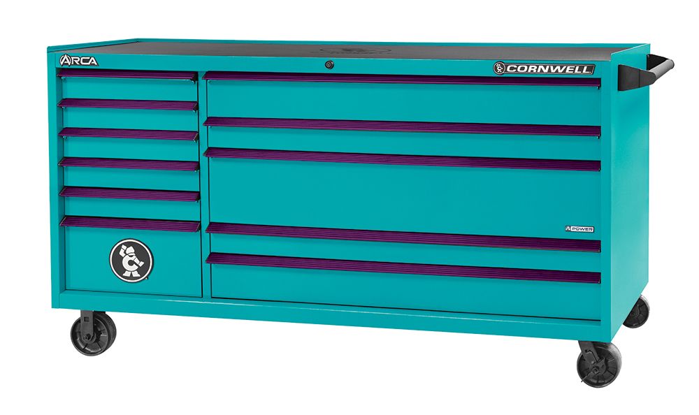 CTSASR7911URT - 79" 11-Drawer ARCA® DB Roller Cabinet, Riptide/Purple Trim