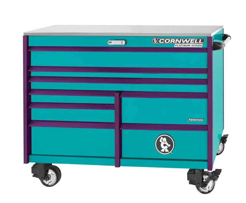 CTSPPR568URT - PLATINUM PLUS™ 56" 8-Drawer DB Roller Cabinet, Riptide/Purple Trim