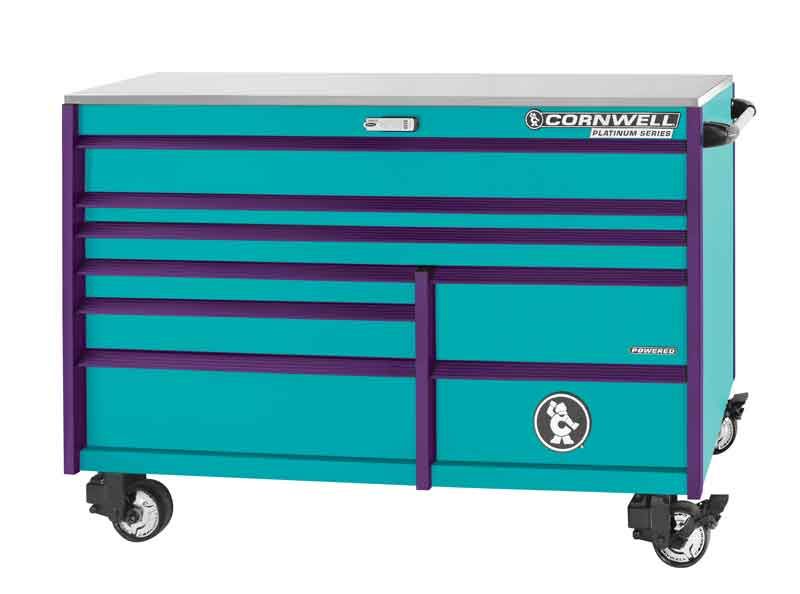 CTSPPR678URT - 67" 8-Drawer PLATINUM PLUS™ Double Bank Roller Cabinet, Riptide/Purple Trim