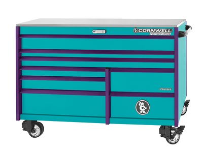 CTSPPR678URT - 67" 8-Drawer PLATINUM PLUS™ Double Bank Roller Cabinet, Riptide/Purple Trim