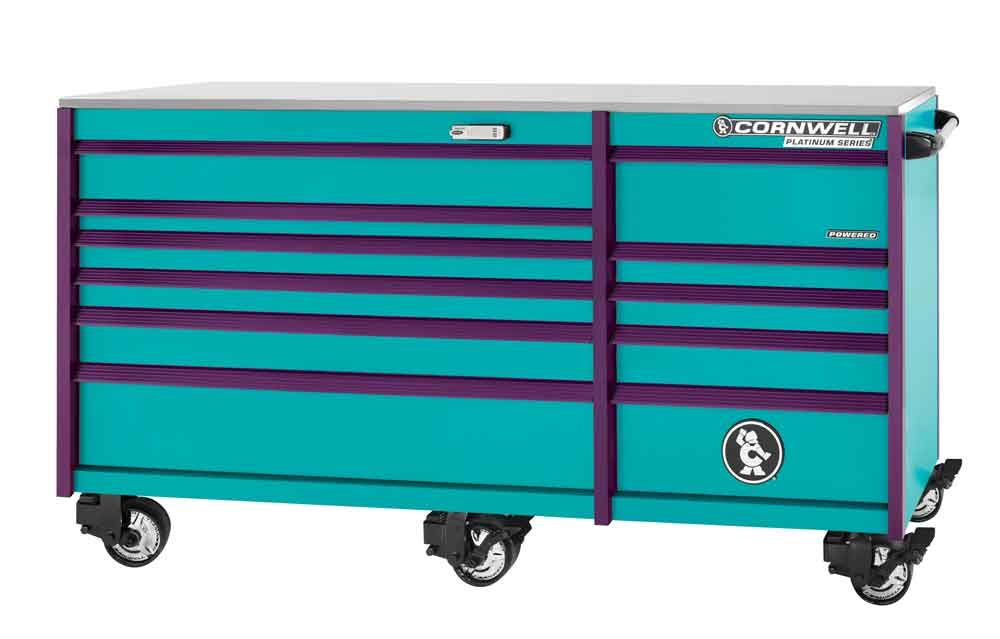 CTSPPR8411URT - PLATINUM PLUS™ 84" 11-Drawer Double Bank Roller Cabinet, Riptide/Purple Trim