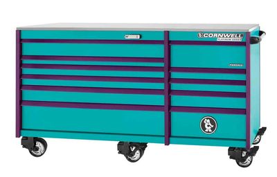 CTSPPR8411URT - PLATINUM PLUS™ 84" 11-Drawer Double Bank Roller Cabinet, Riptide/Purple Trim