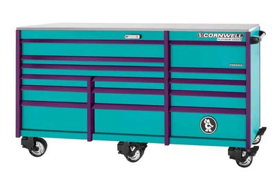 CTSPPR8414URT - PLATINUM PLUS™ 84" 14-Drawer Triple Bank Roller Cabinet, Riptide/Purple Trim