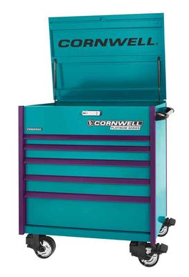 CTSPPF405URT - (BTO) 40" 5-Drawer Platinum Plus Flip Top Cart, Riptide/Purple Trim