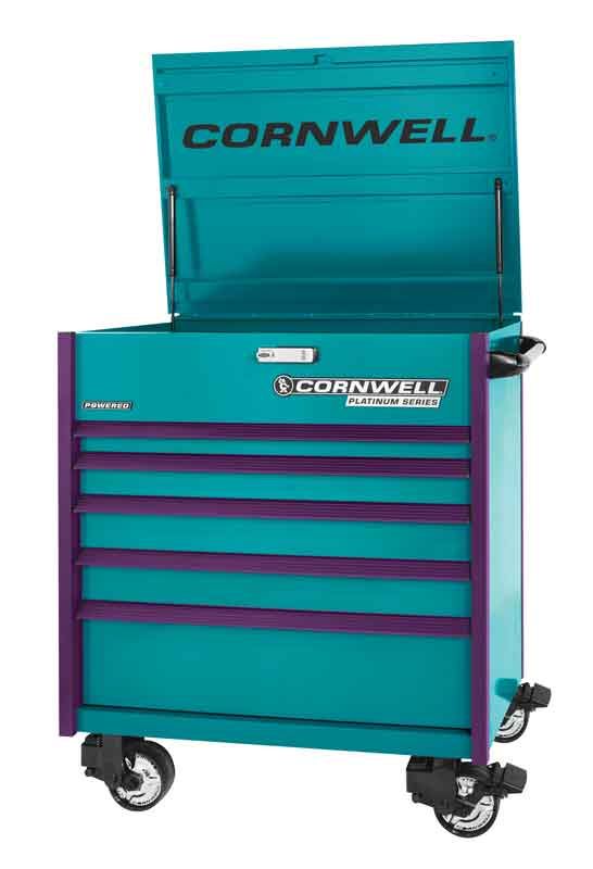 CTSPPF405URT - (BTO) 40" 5-Drawer Platinum Plus Flip Top Cart, Riptide/Purple Trim