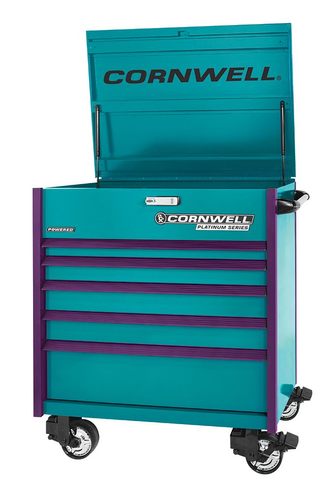 CTSPPF405URT - (BTO) 40" 5-Drawer Platinum Plus Flip Top Cart, Riptide/Purple Trim
