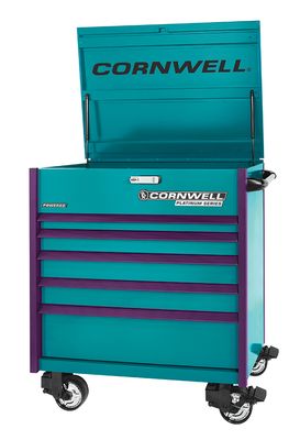 CTSPPF405URT - (BTO) 40" 5-Drawer Platinum Plus Flip Top Cart, Riptide/Purple Trim
