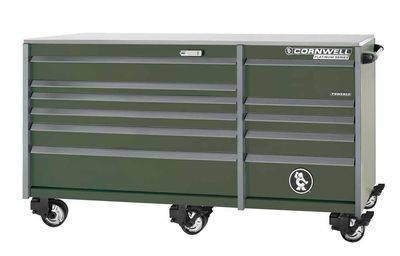 CTSPPR8411LVG - PLATINUM PLUS™ 84" 11-Drawer Double Bank Roller Cabinet, Valor Green/Gunmetal Trim