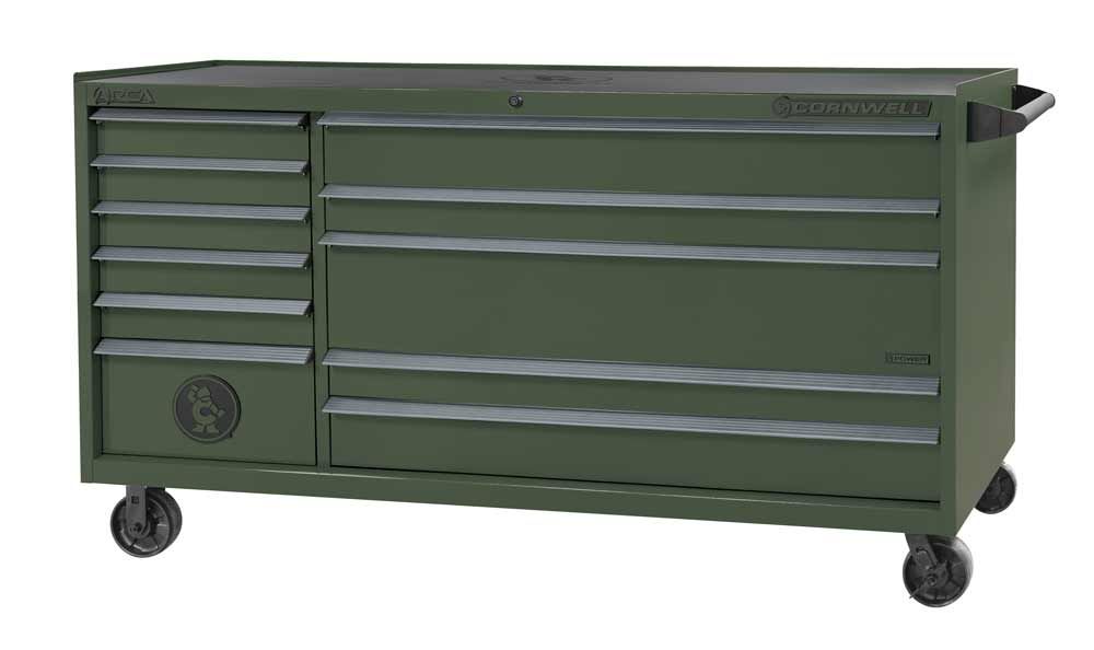 CTSASR7911LVG - (BTO) 79" 11-Drawer Arca DB Roller Cabinet, Valor Green/Gunmetal Trim