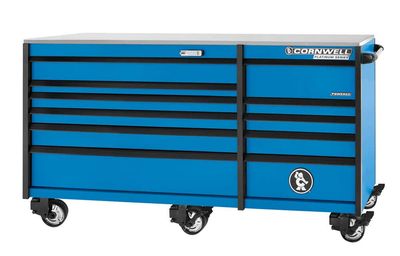 CTSPPR8411KB - PLATINUM PLUS™ 84” 11-Drawer Double Bank Cabinet, Corporate Blue/Black Trim
