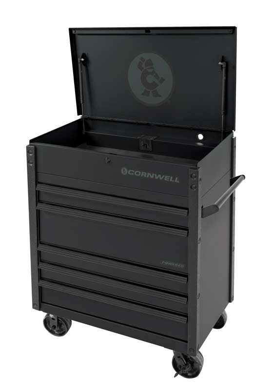 CTSSCFP395KK - 39" 5-Drawer USA Flip Top Power Drawer Cart, Gloss Black/Black Trim