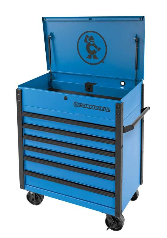 CTSSCF396KB - (BTO) 39" 6-Drawer USA Flip Top Service Cart, Corporate Blue/Black Trim