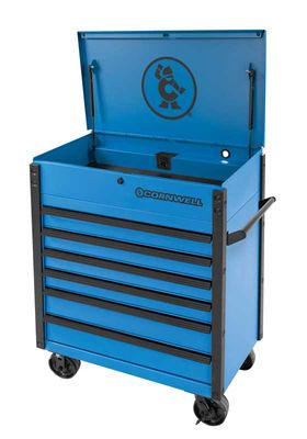 CTSSCF396KB - (BTO) 39" 6-Drawer USA Flip Top Service Cart, Corporate Blue/Black Trim