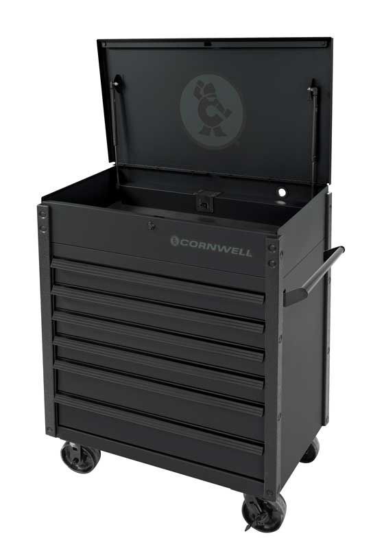 CTSSCF396KK - 39" 6-Drawer USA Flip Top Service Cart, Gloss Black/Black Trim