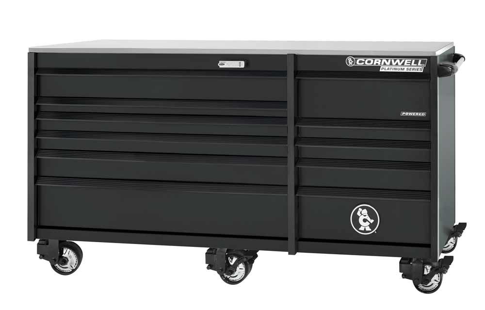 CTSPPR8411KK - PLATINUM PLUS™ 84" 11-Drawer Double Bank Roller Cabinet, Gloss Black/Black Trim