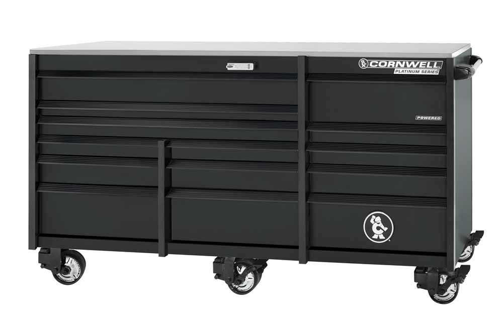 CTSPPR8414KK - PLATINUM PLUS™ 84" 14-Drawer Triple Bank Roller Cabinet, Gloss Black/Black Trim