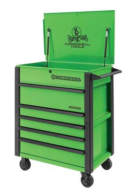 CTBFP355KG - 5-Drawer Flip Top Cart w/ Power Drawer, Neon Green