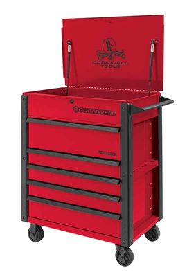 CTBFP355KRD - 5-Drawer Flip Top Cart w/ Power Drawer, Classic Red