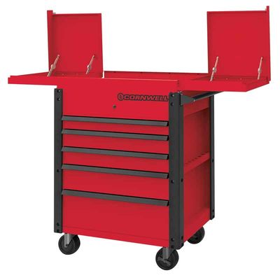 CTBS355KRD - 35" 5-Drawer Sliding Top Cart, Classic Red
