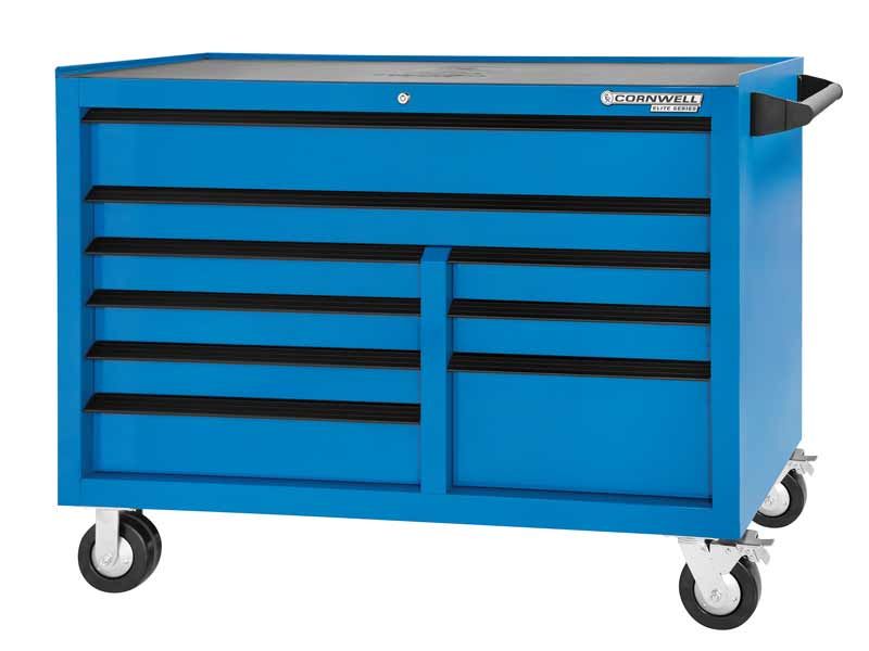 CTSESR549KB - (BTO) 54” Elite Series™ 9-Drawer Double Bank Cabinet, Corporate Blue/Black Trim