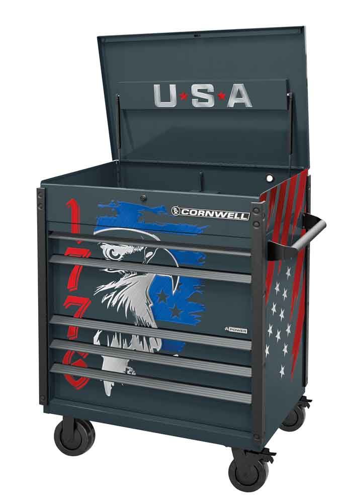 CTSASFP405LF76 - 40" 5-Drawer Arca Flip Top Power Drawer Cart, Graphite/Gunmetal Trim/1776