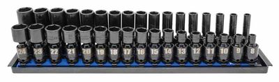 TSIUPM234SS - 34 Piece 3/8" Drive Metric Impact Universal Socket Super Set, 6-Point