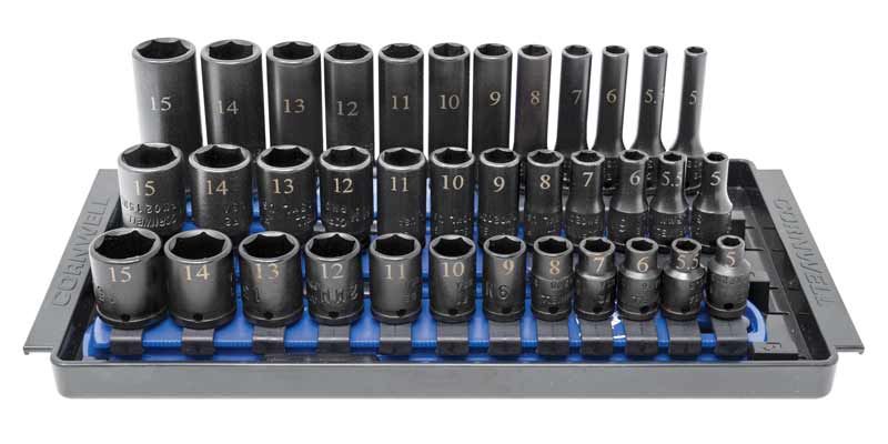 TSIM036SS - 36 Piece 1/4" Drive Metric Impact Socket Super Set, 6-Point