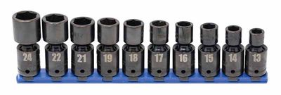 TSIUPM3210R - 10 Piece 1/2" Drive Metric Standard Impact Universal Socket Set, 6 Point