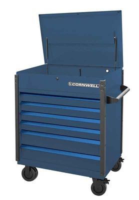 CTSASF406BCT - (BTO) 40" 6-Drawer Arca Flip Top Service Cart, Cobalt/Blue Trim